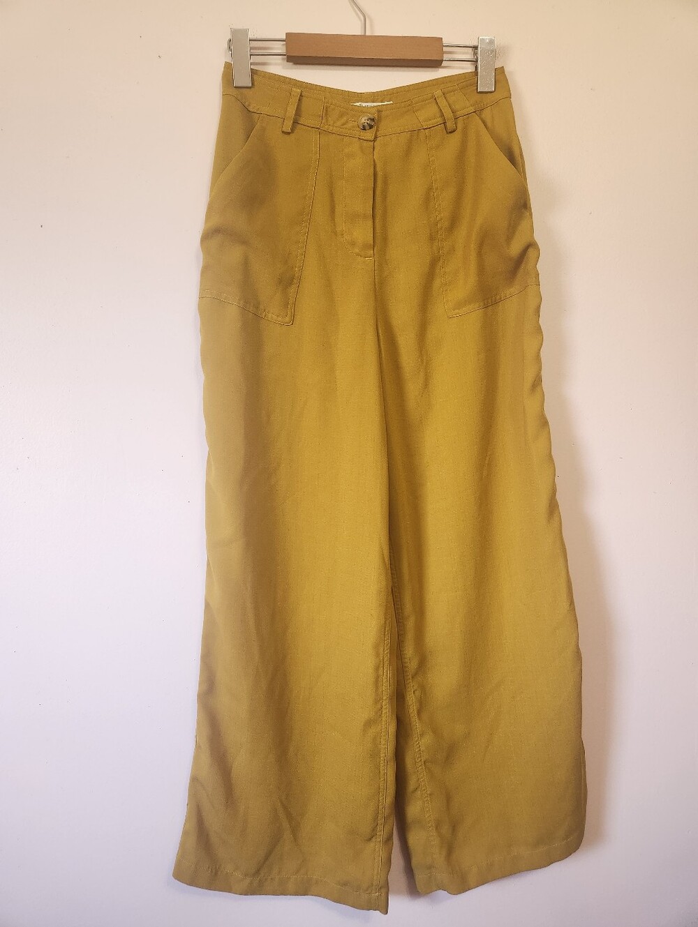 Tularosa High-Waisted Wide Leg Patch Pocket Pants Mustard Yellow Size S EUC